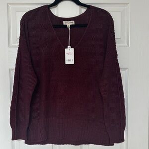 Lucky Brand Burgundy V-Neck Sweater